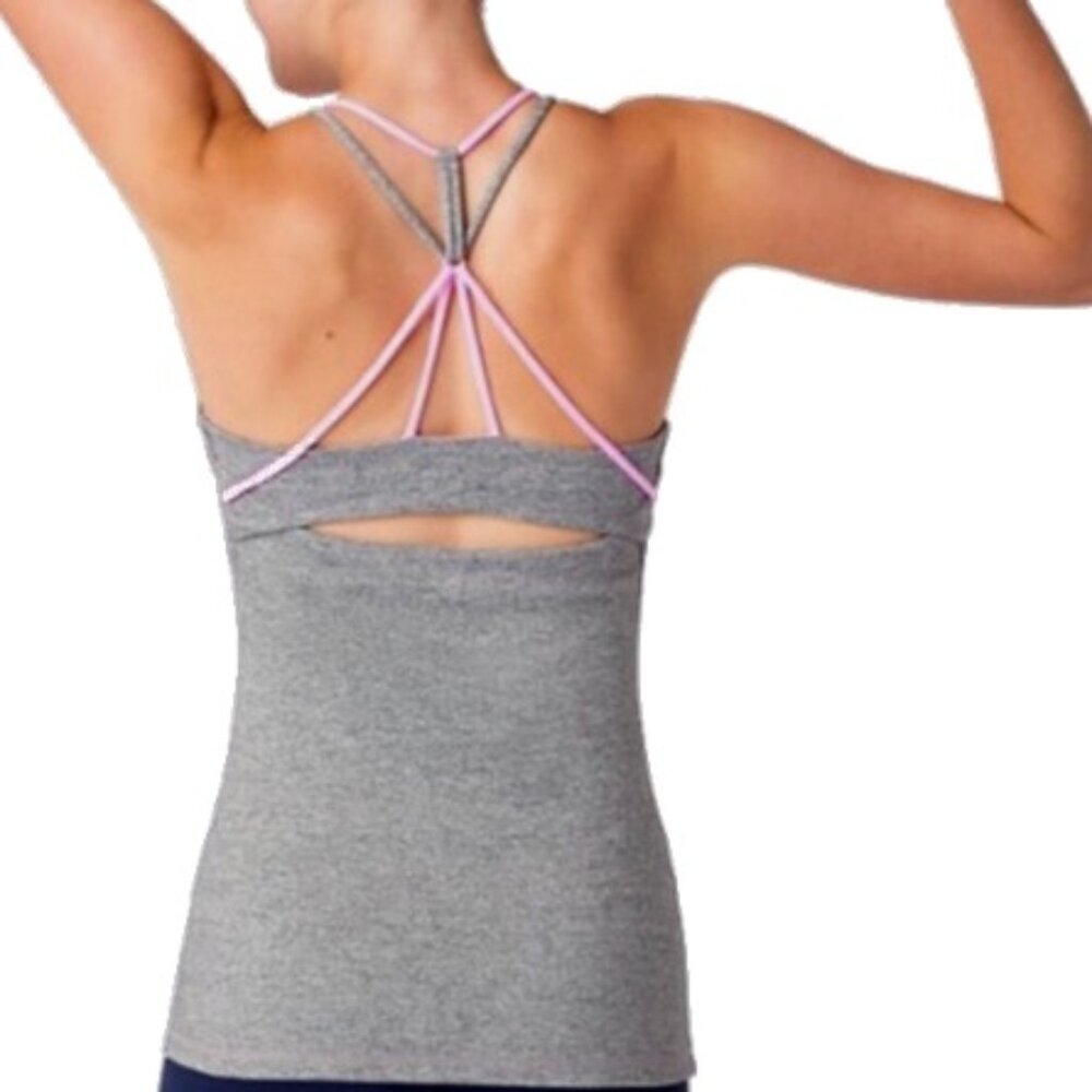 Ivivva Heathered Grey/Pink Strappy Tank